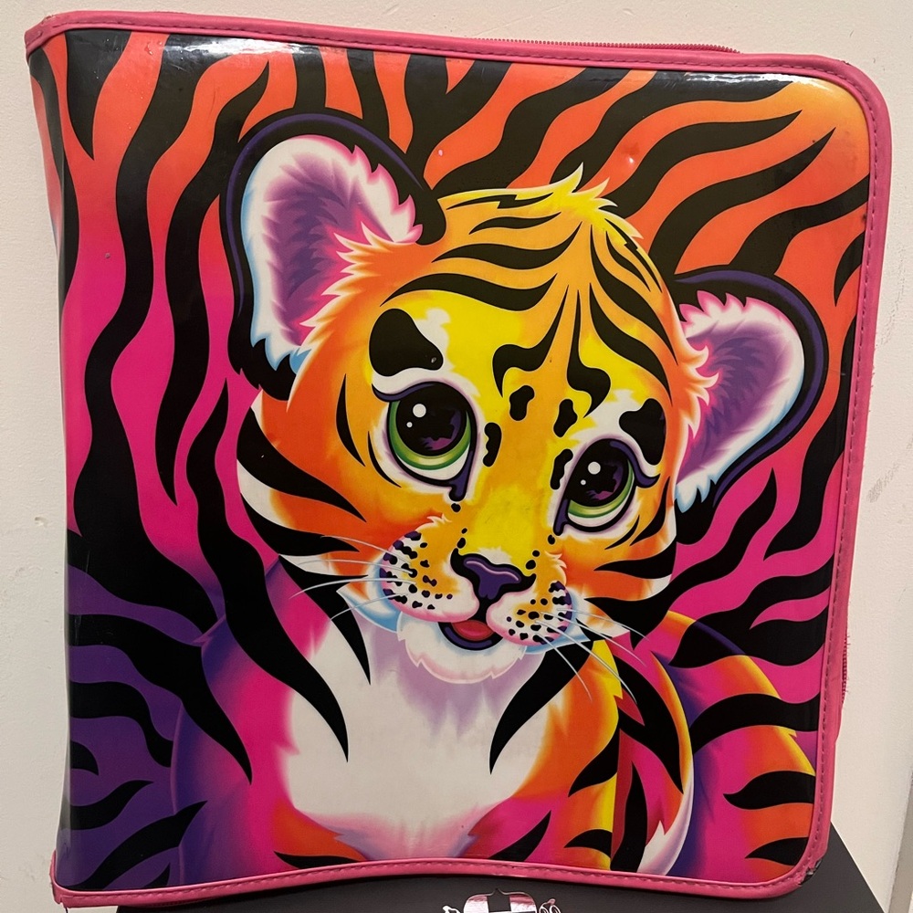 Vintage Lisa Frank Colorful Tiger Print Zip binder